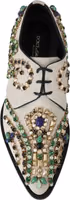 White Suede Crystal Dress Broque Shoes 2