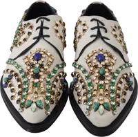 White Suede Crystal Dress Broque Shoes 3