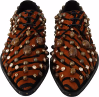 Orange Pony Hair Crystal Dress Broque Shoes 2