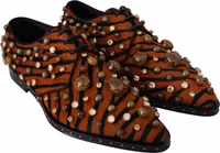Orange Pony Hair Crystal Dress Broque Shoes 3