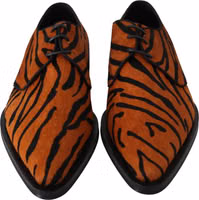 Orange Pony Hair Formal Dress Broque Shoes 3