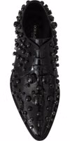 Black Leather Crystals Dress Broque Shoes 2