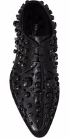Black Leather Crystals Dress Broque Shoes 1
