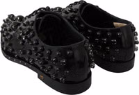Black Leather Crystals Dress Broque Shoes 4
