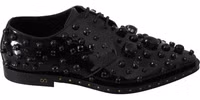 Black Leather Crystals Dress Broque Shoes 5
