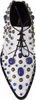 White Leather Crystals Dress Broque Shoes 1