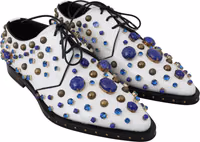 White Leather Crystals Dress Broque Shoes 3