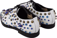 White Leather Crystals Dress Broque Shoes 4