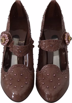 Brown Floral Crystal CINDERELLA Heels Shoes
