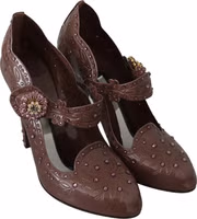 Brown Floral Crystal CINDERELLA Heels Shoes 2
