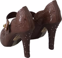 Brown Floral Crystal CINDERELLA Heels Shoes 3