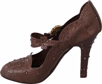 Brown Floral Crystal CINDERELLA Heels Shoes 5