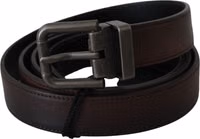 Solid Brown Leather Gray Buckle Belt 1