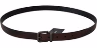 Solid Brown Leather Gray Buckle Belt 2
