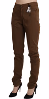 Brown High Waist Skinny Trouser Cotton Pants 1