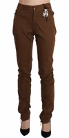Brown High Waist Skinny Trouser Cotton Pants 3