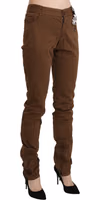 Brown High Waist Skinny Trouser Cotton Pants 4