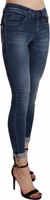 Blue Washed High Waist Skinny Cropped Cotton Jeans 4