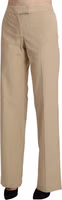 Beige High Waist Flared Wide Leg Trouser Pants 1