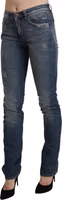 Blue Washed Mid Waist Skinny Denim Jeans 1