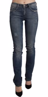 Blue Washed Mid Waist Skinny Denim Jeans 3