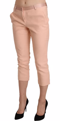 Pink Low Waist Skinny Cropped Capri Pants