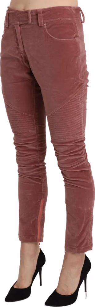 Red Mid Waist Skinny Cotton Pants