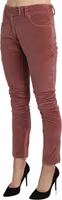 Red Mid Waist Skinny Cotton Pants 1