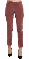 Red Mid Waist Skinny Cotton Pants 3