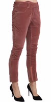 Red Mid Waist Skinny Cotton Pants 4