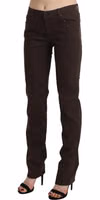 Brown Mid Waist Skinny Slim Trouser Cotton Jeans 1