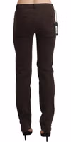 Brown Mid Waist Skinny Slim Trouser Cotton Jeans 2
