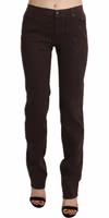 Brown Mid Waist Skinny Slim Trouser Cotton Jeans 3