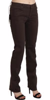 Brown Mid Waist Skinny Slim Trouser Cotton Jeans 4