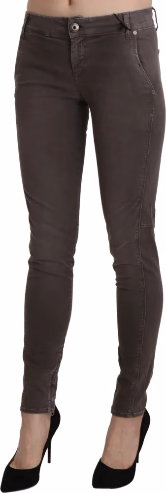 Brown Low Waist Skinny Slim Trouser Cotton Jeans