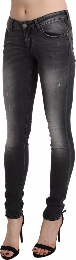 Black Gray Washed Skinny Trouser Cotton Jeans