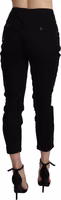 Black High Waist Skinny Cropped Cotton Capri Pant 2