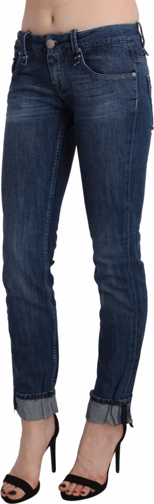 Blue Washed Low Waist Skinny Denim Trouser