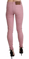 Pink Mid Waist Skinny Stretch  Denim Pant 2