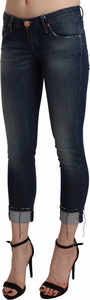 Blue Washed Low Waist Skinny Cropped Denim pant