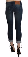 Blue Washed Low Waist Skinny Cropped Denim pant 2