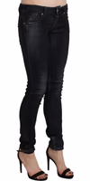 Black Washed Low Waist Skinny Denim Jeans 4