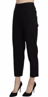 Black High Waist Straight Cropped Dress Pants 1