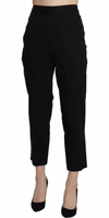 Black High Waist Straight Cropped Dress Pants 3
