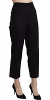 Black High Waist Straight Cropped Dress Pants 4