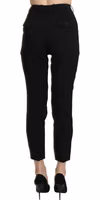 Black High Waist Skinny Cropped Dress Trouser Pant 2