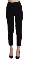 Black High Waist Skinny Cropped Dress Trouser Pant 3