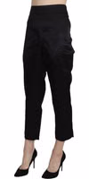 Black High Waist Straight Cropped Dress Trouser Pants 1