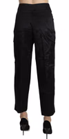 Black High Waist Straight Cropped Dress Trouser Pants 2