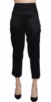 Black High Waist Straight Cropped Dress Trouser Pants 3